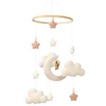 CroBlissful Baby Crib Mobile for Boys Girls, Cute Stars Moon Cloud Baby Crib Mobile, Boho Nursery Mobile Gender Neutral Hand-Crocheted Mobile Ceiling Mobile for Boys Girls