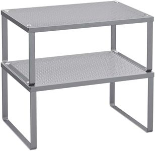 SONGMICS Spice Rack, Cabinet Shelf Organizers, Countertop Organizer, Stackable, Expandable, Set of 2 Metal Kitchen Counter Shelves, Silver KCS01SV