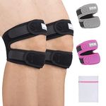 BisLinks Patella Tendon Knee Strap Supports - 1 Pack Adjustable Knee Brace Pads | for Exercise, Running, Tennis | Men & Women | with Mesh Laundry Bag (Black, 2 Count (Pack of 1))