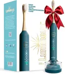 Lumineux Sonic Electric Toothbrush for Adults - Bamboo Heads -Deep Ocean (Blue)- Includes 2 Super Soft Bristle Bamboo Tooth Brush Heads, Charging Station & USB Charge Cord - Rechargeable