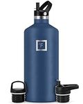 IRON °FLASK Sports Water Bottle - 64 oz, 3 Lids (Straw Lid) - Leak Proof, Durable Double Walled Stainless Steel - Gym Bottles for Men, Women & Kids - Insulated Thermos, Hot & Cold Hiking Canteen