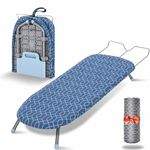 APEXCHASER Foldable Ironing Board with Iron Rest, Tabletop Small Ironing Board with 2 Heat Resistant Ironing Cover, Portable Tabletop Ironing Board wiht Non-Slip Feet for Home Travel Use