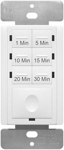 ENERLITES 30-Minute No Neutral Wire Countdown Timer Switch, 1-5-10-15-20-30 Min, for Bathroom Fans, Heaters, Lights, LED Indicator, 120VAC 800W, UL Listed, HET06A-J-W, White