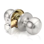 Probrico Brushed Satin Nickel Flat Ball Round Interior Door Handles Round Ball Passage Door Knobs for Hallway Closet Doors Keyless Locksets Door Knobs