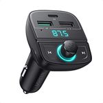 UGREEN Car Bluetooth Adapter - Bluetooth FM Transmitter for Car PD/QC 3.0 Car Charger for iPhone 15/14/13/12, Support Hand-Free Calling/MP3 Audio Playing/TF&USB Driver/Car Voltage Display