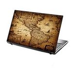 TaylorHe 13-14 inch Laptop Skin Vinyl Decal with Colorful Patterns and Leather Effect Laminate MADE IN England Vintage Map