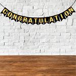 Wobbox Black & Golden Congratulations Bunting Banner, Congratulations Banner for Decoration