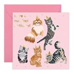 Central 23 — Cute Birthday Card for Her - 'Purrfect Birthday' — Cat Pun for Women — Happy Birthday for Female — Pretty Design — Pink — Comes With Fun Stickers