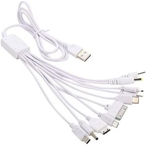 Cutwif 10 in 1 Universal Multifunction Cable Fit USB Charger Cell Mobile Phone MP4 Zaf White