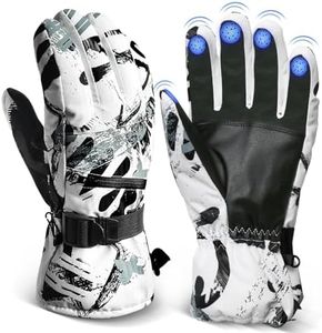 ULSTAR Ski Gloves Touchscreen Waterproof Warm Insulated Winter Gloves for Men & Women Outdoor Skiing, Snowboarding, Cycling, Driving, Fishing, Sledding Snow Gloves (M: Suit for Women, Black White)