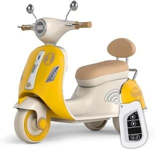 kidsROAR Electric Bike for Kids, Battery Operated Vintage Scooter for Girls and Boys with Music Wide Seat, Safe Bike for Kid, Ages 2-6 Years, Stylish & Fun Design SR-6188 (Yellow)