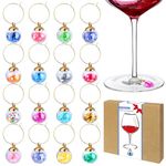 Gnollko Glass Ball Wine Glass Charms,Wine Charms for Stem Glasses,Wine Glass Markers Tags,Wine Tasting Party Gifts Favors Decorations Supplies, Glass, No Gemstone