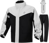 Oumurs Motorcycle Rain Suit For Men & Women Ultra Light Waterproof Motorcycle Rain Gear with Reflective Rain Jacket Pants Pants,Fishing Riding Golf Working Bike Hunting Camping Rain Coat Black Grey