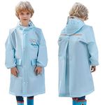 Fewlby Kids Raincoats - Boys Girls Rain Poncho Hooded Rain Jacket Waterpoof Rain Coats Toddler Cartoon Rainproof Cape Rainwear with Portable Bag, 6-8 Years Size L