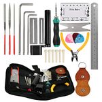 TIMESETL Guitar Repair Tool Kit, Guitar Repairing Maintenance Tools Kit, Including Wire Pliers, String Action Ruler, String Organizer, Spanner Wrench, Bridge Pins for Guitar Ukulele Bass