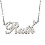 HUAN XUN Name Necklace with Heart Silver Letter Pendant Gifts Custom Name Necklace for Girls Ruth