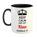 FurnishFantasy Keep Calm and Let Kian Handle It Ceramic Coffee Mug - Best Birthday Gift for Son, Daughter, Brother, Sister, Gift for Friends - Color - Black, Name - Kian