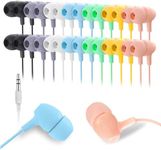 Wholesale Bulk 50 Pack Multi Color Earbuds Headphones for Classroom, Durable Earphones Perfect for Kids K12 Schools Students Teens Kindergarten Children Gift and Adult