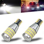 iBrightstar Newest 9-30V Flashing Strobe Blinking LED Reverse Lights 912 921 W16W T15 906 LED Bulbs with Projector Replacement for Back Up Reverse Lights, Xenon White