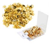 JKG® 300 x METAL DRAWING PUSH PINS - GOLD NOTICE BOARD PUSH PINS | Pins For Cork Board, Bulletin Pin Board, Thumb Tacks For Office Work Desk, Arts Crafts, Pin Art | Map Marking Pins (In Plastic Box)