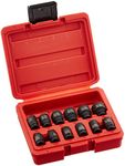 Sunex 1822, 1/4 Inch Drive Magnetic Impact Socket Set, 12-Piece, Metric, 5mm-15mm, Cr-Mo Alloy Steel, Radius Corner Design, Dual Size Markings, Heavy Duty Storage Case