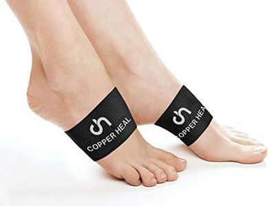 Arch Copper Compression Support Brace 2 Units by COPPER HEAL - Best Foot Plantar Fasciitis Sleeves Helps Relief Heel Spurs Flat Feet Ankle Achilles Tendon Insoles Shoes Dr Night Splint Insert