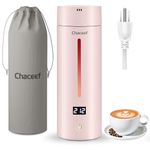 CHACEEF Travel Kettle Upgraded, Portable Electric Kettle, 350ml Small Electric Kettle with 5 Variable Presets, 304 Stainless Steel Mini Hot Water Boiler with Auto Shut-Off & Boil Dry Protection, Pink