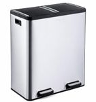 The Step N' Sort 18.5 Gallon Extra Large Capacity, Soft-Step, Dual Trash and Recycling Bin with Removable Inner Bins. Silver