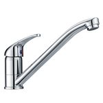 Kitchen Sink Mixer Tap Single Lever with Long Swivel Spout Monobloc Faucet Solid Brass Body Chrome