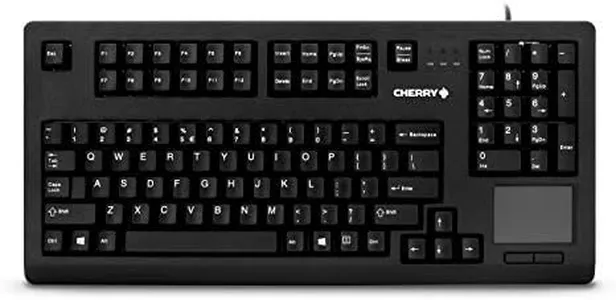 Cherry Compact QWERTY Mechnical USB Keyboard with Touchpad - 104 Keys, 16" Wide, Black (G80-11900LUMEU-2)