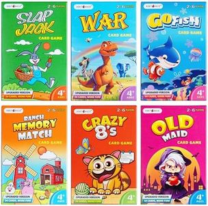 Upgraded Classical Kids Card Games Pack, 6 in 1 Pack, Go Fish, Old Maid, Crazy Eights, Memory Match, Slap Jack, War, Playing Cards, Easter Basket Stuffers, Stocking, Kids Memory Games, Matching Games