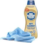 Black Swan Distributors - Bar Keeper's Friend Soft Cleanser (26 oz) & Non-Abrasive, Washable Microfiber Cleaning Cloth (15x15 in) - Home Cleaning Supplies Kit