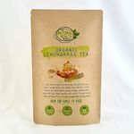 Organic Lemongrass Tea Bags - 50 Bag Pack - Pure, Natural, Caffeine-Free Herbal Tea in Biodegradable Pyramid Bags - Eco-Friendly Packaging, Supports Digestion and Detox, Recyclable Paper Packaging.