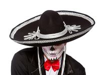 Wicked Costumes Adult Day of The Dead Black Mexican Sombrero Fancy Dress Hat