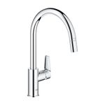 Grohe StartEdge Pull-Out Single-Lever Sink Mixer Faucet| Deck Mounted Kitchen Sink Tap | Hot and Cold Single Lever Faucet with 360° Swivel Spout | Chrome Finish | 10 Year Warranty | 30551000