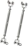 Augiimor 2PCS 316 Stainless Steel Jaw and Jaw Turnbuckle Rigging Screw, 1/4" (6mm) Threaded Diameter, Durable, Weather Resistant for Wire Rope Cable