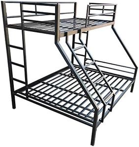 TURESCAL Metal Bunk Bed for Adults Without Mattress Twin Over Full (6 x 6.25) + (4 x 6.25) Feet, Black Powder Coated