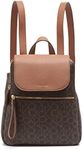 Calvin Klein Elaine Signature Key Item Flap Backpack, Brown/Khaki/Luggage Saffiano, One Size