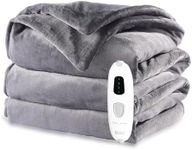 ZonLi Electric Heated Throw Blanket - Soft Flannel, Whole Body Size, Fast Heating, 4 Heat Settings, 6 Hour Auto-Off, ETL Certified, Machine Washable (50"x60", Grey)