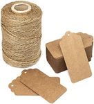 300 Feet Natural Jute Twine and 100PCS Brown Rectangle Kraft Paper Gift Tags for Crafts & Price Tags Labels by Blisstime