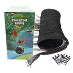 POYEE Pond Netting for Leaves 4.5m x 4.5m Pool Leaf Cover Net with Small Fine Mesh Protecting Koi Fish from Birds, Cats - Stakes Included