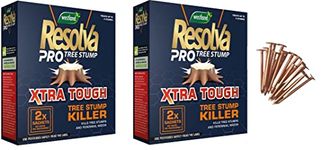 Resolva Xtra Tough Tree Stump Killer Sachets, 4 x 100 ml with 40 Pieces Copper Clout Roofing Nails 50mm