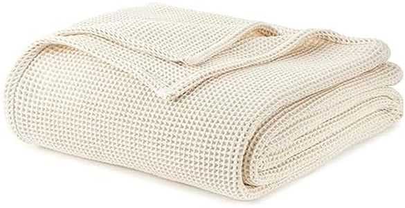 Whisper Organics Soft Waffle Blanket - GOTS and Fairtrade Certified 100% Cotton Blanket for Bed with 320GSM Thickness - Experience Peaceful Nights with Our Breathable Lightweight Blanket (60x90)