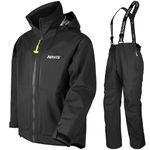 Navis Marine Unisex Bass Fishing Rain Gear: Breathable Waterproof Jacket & Bib Overalls or Men Women (Black, X-Large)