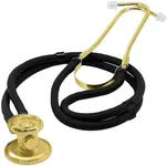 Dixie Ems Sprague Rappaport Dual Head Stethoscope Black Tubing with Gold Plating