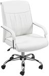 Yaheetech High Back Office Desk Task Chair Executive Conference Leather Chair Ergonomic Managerial Chair Big and Tall Swivel Chair w/Lumbar Support, Padded Armrests, Wide Seat, White