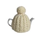 Small Cream Chunky Knit Tea Cosy, Fits 1-2 Cup Teapot