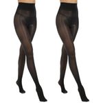 MANZI 2 Pairs Women's Shiny Sheer Tights High Waist Silk Comfort Stockings Oil Shimmery Nylons Pantyhose,Black,S-M