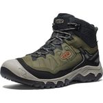 KEEN Men's Targhee 4 Mid Height Durable Comfortable Waterproof Hiking Boots, Dark Olive/Gold Flame, 14 Wide