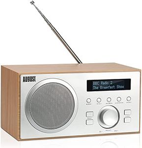 DAB+ Radio with Bluetooth Speaker - August MB420 - DAB FM Digital Tuner Dual Alarm Clock Radio Aux USB Line Out - Mains Powered LCD Screen Presets Subwoofer [Oak]